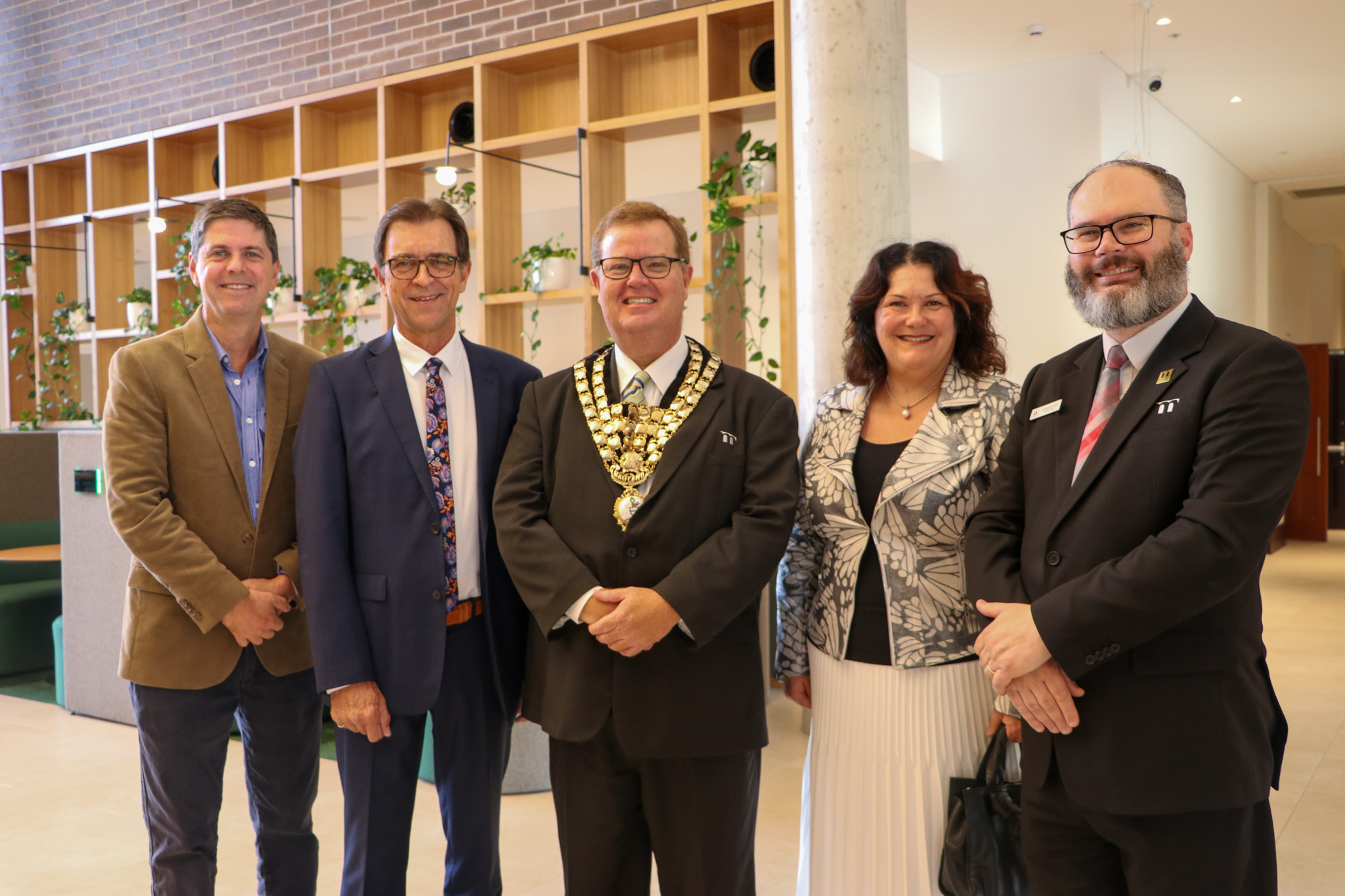 Dave Layzell MP, David Evans, Mayor Philip Penfold, Meryl Swanson MP and Deputy Mayor Mitchell Griffin