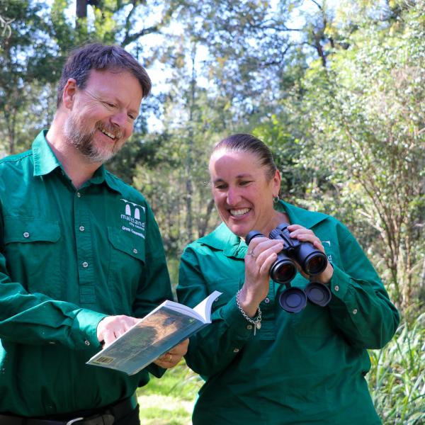 Maitland City Council's Principal Sustainability Officer Ben Maddox with Sustainability Officer Fiona Rowan