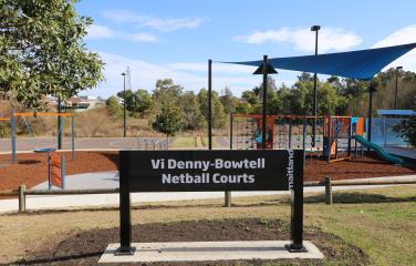 Sign at Vi Denny-Bowtell Netball Courts