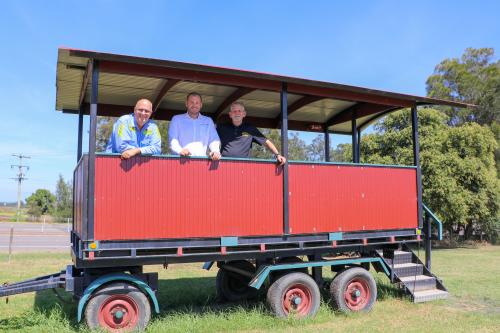 Hunter Valley Steamfest 2025 (L-R) Cr Ken Jordan, Joshua Walker (Dealer Principal Maitland & Port Stephens Toyota), Peter Garnham (Maitland Steam and Antique Machinery Association)