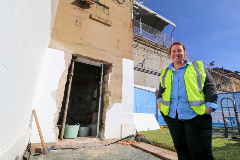 Council staff member Zoe Whiting at Maitland Gaol