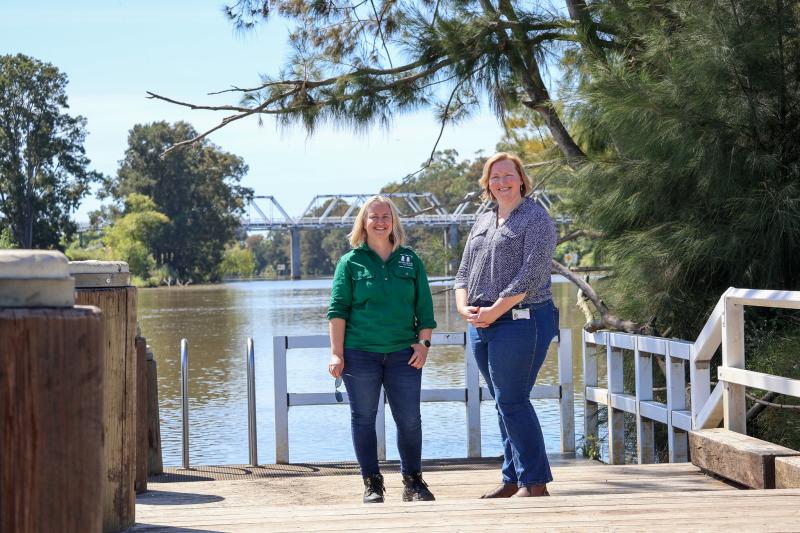 Maitland City Council Principal Estuary Officer Deanne Nelson-Pritchard (left) with Acting Manager Environment and Sustainability Michelle Lindsay at Queens Wharf in Morpeth