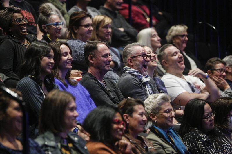 People sitting in crowd 