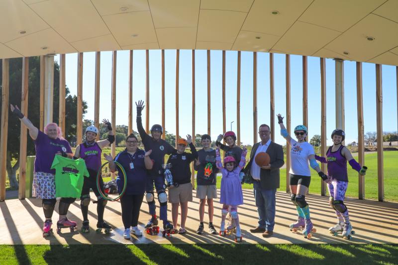 Maitland City Rollers and Maitland Roller Derby, PCYC Maitland and RC Car Club with Mayor Philip Penfold