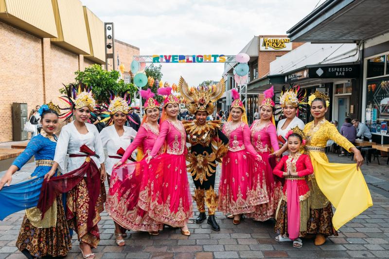 A group of performers at Maitland Riverlights 2024.