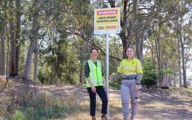 Council staff with new RID signage which has been installed at Weblands Street.