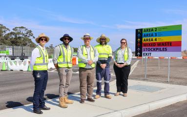 Mayor Penfold with council staff at stage one of the MRRF.