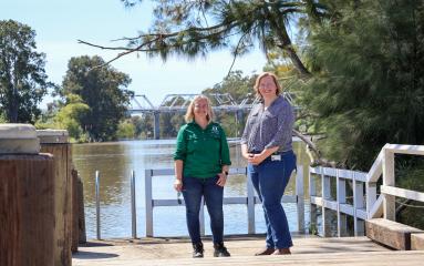 Maitland City Council Principal Estuary Officer Deanne Nelson-Pritchard (left) with Acting Manager Environment and Sustainability Michelle Lindsay at Queens Wharf in Morpeth