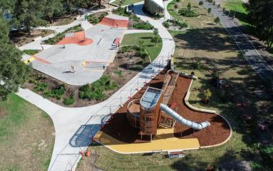 Aerial photo of Harold Gregson Reserve play tower 