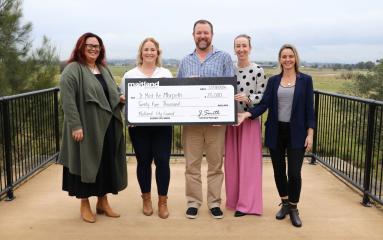 IMBM Vice President Pip Davey, IMBM President Emily Gray and Maitland City Council's Simon Farrow, Lisa Cameron and Caroline Booth