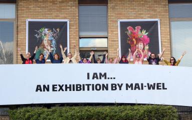 Left to right: Katrina Sharman, Denise Duffy, Sophia O'Connor, Michelle Schafer, Trudi Manning, Gabrielle Reibel, Briety Dorahy, Alex Rennie, Emma Parks, Ben Bulmer, Helena Newcombe standing out the front of Maitland City Library