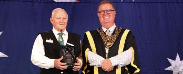 Citizen of the Year Greg Queenan with Maitland Mayor Philip Penfold.