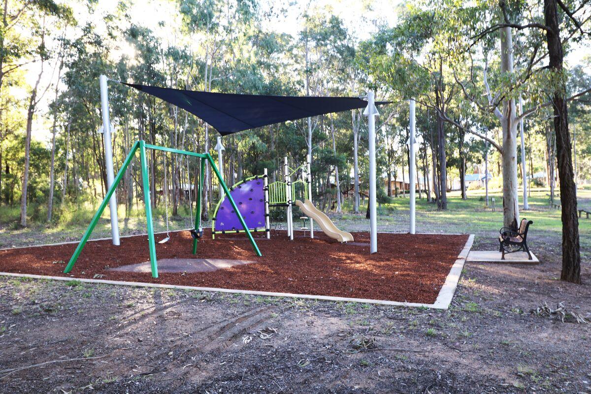 Playground shade sail and seating