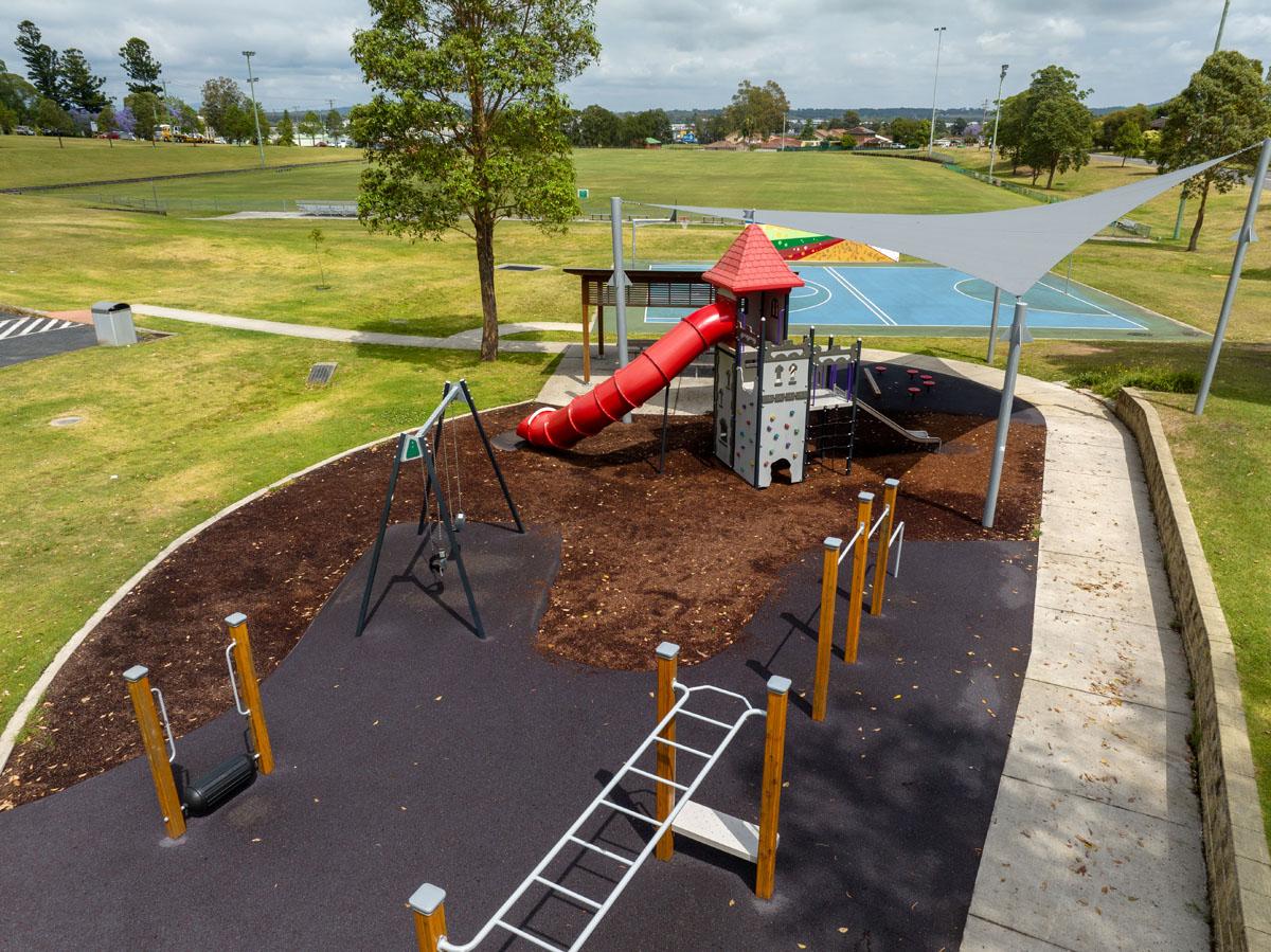 Shade sail and playground