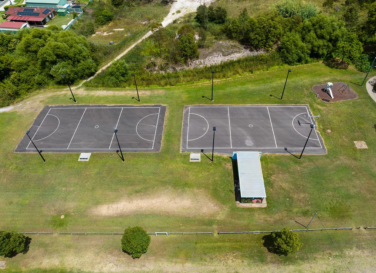 Aerial view of  netball courts